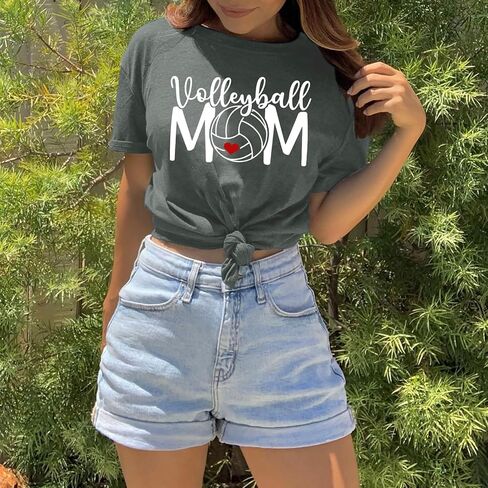 Volleyball Mom Shirts Womens Graphic Tees Game Day Shirts Funny Tshirts Cotton Loose Fit Casual Volleyball Gifts in Kuwait