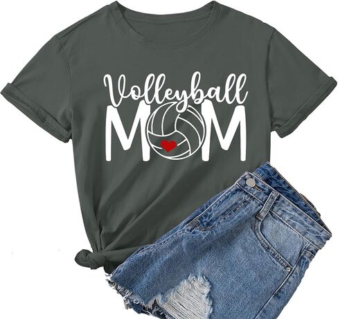 Volleyball Mom Shirts Womens Graphic Tees Game Day Shirts Funny Tshirts Cotton Loose Fit Casual Volleyball Gifts in Kuwait