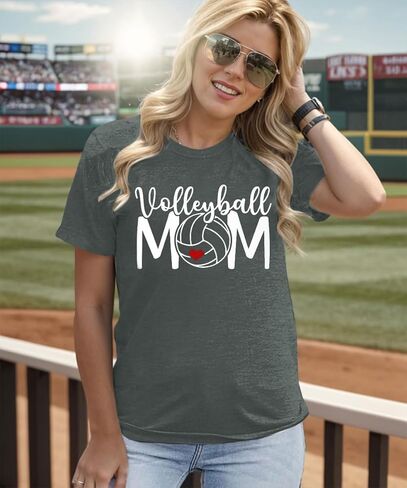 Volleyball Mom Shirts Womens Graphic Tees Game Day Shirts Funny Tshirts Cotton Loose Fit Casual Volleyball Gifts in Kuwait