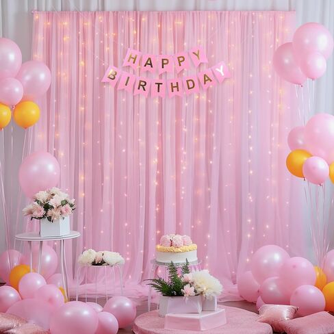 10x10ft Navy Blue Tulle Backdrop Curtain with Lights String for Parites, Sheer Backdrop Curtains for Wedding Baby Shower Birthday Party Photo Shoot Decorations in Kuwait