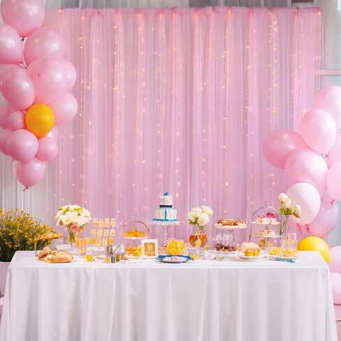 10x10ft Navy Blue Tulle Backdrop Curtain with Lights String for Parites, Sheer Backdrop Curtains for Wedding Baby Shower Birthday Party Photo Shoot Decorations in Kuwait