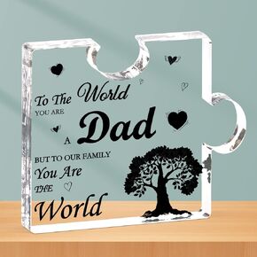 Dad Present from Daughter Son, Acrylic Plaque Present for Dad, Dad Plaque Present Puzzle Shaped, Dad Birthday Present, Dad Presents for Fathers Day Christmas Daddy Present Dad Thank You Present