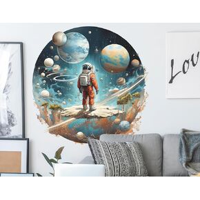 Space Astronaut Wall Decal Galaxy Decal Spaceship Travel Space Wall Sticker 3D Kids Decal DIY Removable Peel and Stick Wall Decor for Boys Bedroom Nursey Classroom Playroom(2 Sheets)