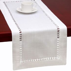 Grelucgo Hemstitched White Lace Napkins, Set of 4, Size 11.5x11.5 Inch, Natural Color