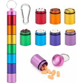 حقيبة حبوب دواء صغيرة محمولة من Coldairsoap، حقيبة حبوب دواء صغيرة محمولة، سلسلة مفاتيح، منظم حبوب منع الحمل للسفر لمدة 7 أيام، حاوية صغيرة لتنظيم حبوب الدواء، علبة حبوب دواء صغيرة محمولة مقاومة للماء من الفولاذ المقاوم للصدأ in Kuwait