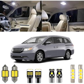 18 Piece 6000K White Odyssey Interior LED Light Kit Package Replacement for Honda Odyssey 2011 2012 2013 2014 2015 2016 2017, with Placement Diagram and Install Tool