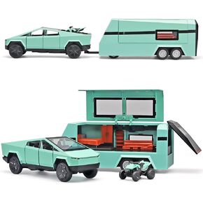 Toy Trucks for Boys Mars Pickup Trailer Toy RV,Diecast Metal Pickup Trailer RV Model Kit,Toy Truck and Trailer with Sound and Light Pull Back,Truck and Trailer Toys for Boys Ages 4-7（Grey）