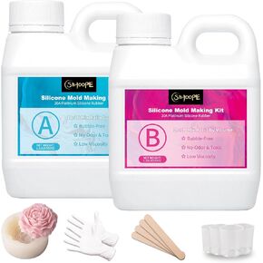 Silicone Rubber Mold Making Kit - 20A 2 Part Mold Test Kit for Home Kitchen Office Art and Craft Toys Fast Cure Easy Mixing Flexible Platinum Cured Molding Silicone 38OZ for Casting Resin & Silicone in Kuwait