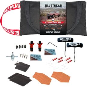 GlueTread Expedition All-Inclusive Off-Road Tire Repair Kit | Repair Any Kind of Tire Damage or Puncture | includes Sidewall Tire Repair Patches, Plugs, and Colby Emergency Valve Stems