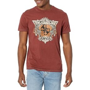 GUESS Men's Short Sleeve Tri Tiger Emblem Tee