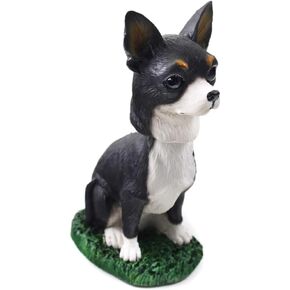 Chihuahua B/W Dog Bobblehead Figure for Car Dash Desk Fun Accessory