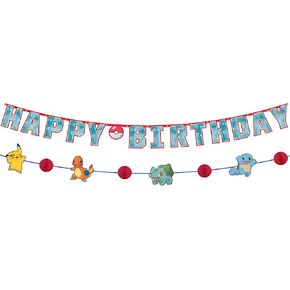 Party Banner Kit (Pack of 2) - Easy to Hang Colorful Party Supplies, Ideal Party Decorations for Birthdays, Pokemon Themed Events & Kid's Parties, Baby Shark