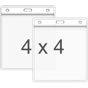 10 PCS Waterproof CDC Vaccine Card Holder (Fits 4x4 in Inserts), Square ID Holder, Sealable Badge Holder with Zip, Clear Plastic Vinyl Pouch, Plastic Badge Sleeve