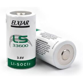 elxjar (2-Pack) 3.6V 19Ah LS33600 D Size Lithium Thionyl Chloride Battery, Replacement for SAFT LS33600, ER34615, Smart Munitions, Unattended Sensors, RFID Tracking