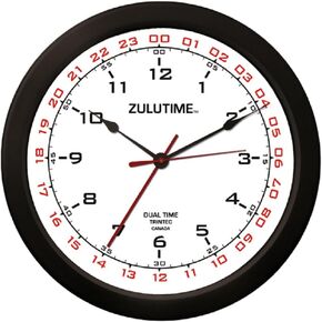 Trintec ZT14-02 14" 12 & 24 Hour Military Time Swl Zulu Time 24hr White Wall Clock