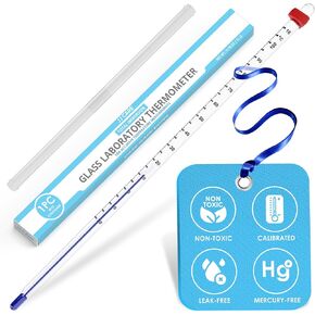 ميزان حرارة مختبر زجاجي من JJ CARE، ميزان حرارة مختبر زجاجي مانع للتسرب، غمر إجمالي 305 مم، مقياس حرارة مختبر معاير وخالي من الزئبق، مقياس حرارة علمي للمختبر in Kuwait