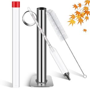 Maple Syrup Hydrometer Kit - Stainless Steel Test Cup, Baume and Brix Scale, Cleaning Brush, Maple Syrup Density Kit for Accurate Measurements of Sugar Content and Quality