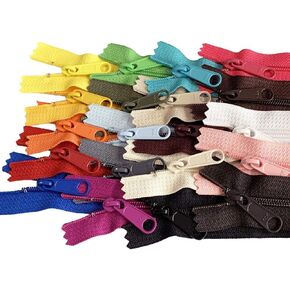 20pcs Mixed Colors Ykk Number 4.5 Coil Handbag Zipper or Purse Zippers Long Pull Made in USA Pack Vinyl Bag (7 inches)