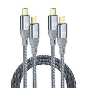 240W USB-C Charge Cable-3.3FT/1M 2 PACK-USBC to USBC Cable Fast Charging Cable-Type C to Type C Cable Cord for MacBook/iPhone 15 Pro Plus Max/i-Pad Air/Samsung S23, Compatible 140W/100W/60W