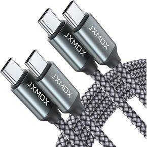 JXMOX USB C to USB C Cable,Braided USB C Charger Cable (3.3ft, 2 Pack) 60W Fast Charging Cord for iPhone 15 Pro Max Plus,MacBook Pro,iPad Pro 2021,Samsung Galaxy S24 S23 S22 S21 Ultra,Pixel, Switch
