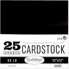 CraftMore Card Stock, 12 by 12 Inches, Heavyweight Black, 25 Sheets