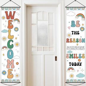 2pcs Boho Rainbow Welcome Banner Classroom Door Decorations Back to School Banner Positive Motivational Colorful Classroom Supplies for Teachers First Day of School Office Bulletin Board