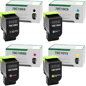 Remanufactured Toner Cartridge Replacement for Lexmark CS521 CS622de CS421 CX622 CX522 CX421 CS521dn CS421dn CX421adn CX625ade Printer 78C10K0 78C10C0 78C10M0 78C10Y0 (4 Pack)