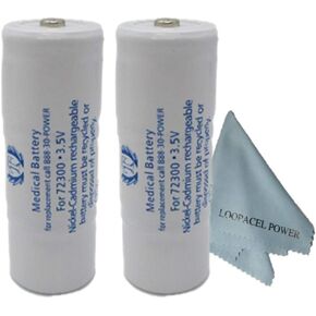 2 Titon 72300 Replacement Battery for Welch Allyn 72300 3.5V with Loopacell Cloth