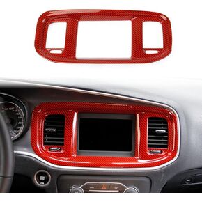 crosselec Carbon Fiber Dashboard Dvd Navigation Screen Frame Cover Trim for Dodge Charger 2015+ (Black Carbon Fiber)