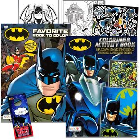Batman Coloring Set with Glow in The Dark Posters, Stickers - Batman Activity Book Bundle for Boys 2 Coloring Books | Superhero Coloring for Kids