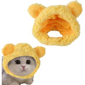 Warm Adjustable Cute Cat Costume Bear Hat, Soft Small Pet Headwear Bear Hat for Cat Puppy Dog (Brown)