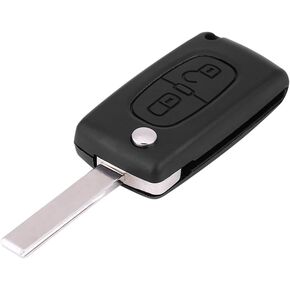 Qiilu Keyless Entry Remote Control Key, 2 Buttons Car Ignition Key Fob ID46 433MHz with Uncut Blade for Peugeot 207 307 308 407 807