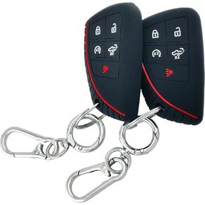2Pcs Silicone Smart Remote Key Fob for 2022 2023 2024 Chevy Chevrolet Silverado 1500 GMC Sierra 1500 2500HD 3500HD Key Fob Cover 5 Buttons (Black)
