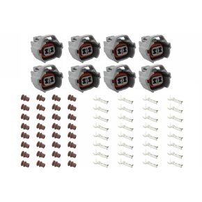 ICT Billet Injector Wire Connector Component Kit with Terminals and Seals Compatible with LS Nippon Denso - FAST Bosch 210 8-Pack WCINJ41X8