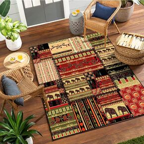 Living Room Rugs, Washable Rugs, Non-Slip Vintage Decorative Rugs, Low Pile Rubber Backed Indoor Area Rugs for Indoor Offices and Restaurants (A, 3X5FT)