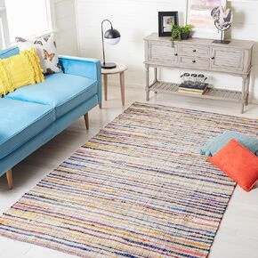 سجادة SAFAVIEH Rag Rug Collection - 2 × 3 بوصة، خضراء ومتعددة، قطن مخطط بوهو مصنوع يدويًا، مثالية للمناطق ذات حركة المرور العالية في المدخل، وغرفة المعيشة، وغرفة النوم (RAR240E)