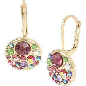Betsey Johnson Mixed Stone Cluster Round Drop Earrings