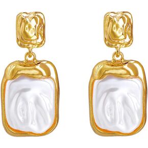 Baroque Pearl Earrings for Women Irregular Pearl Drop Dangle Earrings Gold Statement Earring for Women Wedding Party Birthday Prom Gift