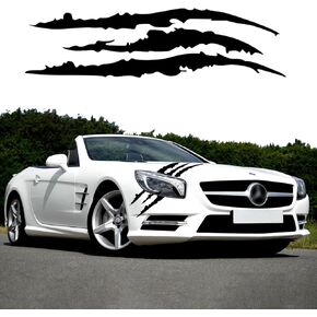 Booge Monster Claw Scratch Marks Stickers (4pcs), Black Vinyl Car Decal for Sports Cars, SUV, Pickup Truck, Waterproof, Plastic, Metal, Glass, Window