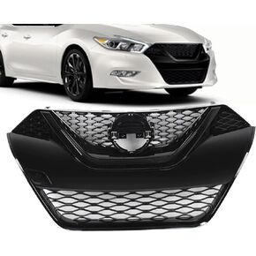 JX Racing * الملحقات * شبكة أمامية علوية عالية الأداء باللون الأسود اللامع بالكامل متوافقة مع Nissan Maxima 2016 2017 2018 Factory 62310-4RA0A