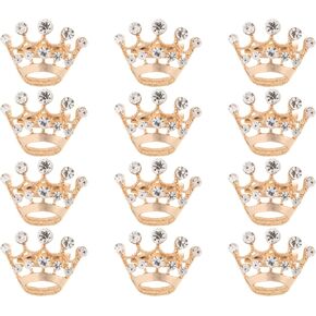ULTNICE 12pcs Tiara Crown Brooch Pin Wedding Party Pageant Brooch (Gold)