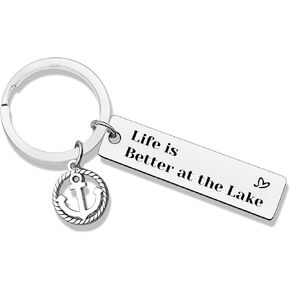 Lake Life Gifts Anchor Keychain Lake Life Keychain Birthday Gifts for Lake Lover Camper Jewelry Outdoor Lover Gifts Camper RV Gifts Vacation Jewelry for Women Men