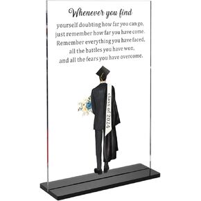 Class of 2024 Graduates Gifts for Him Inspirational Class of 2024 Graduation Decorations Gifts for Men Son Friend Graduation Gifts for Him Teen New Start Gifts Desk Sign 2024 End of Year Student Gifts