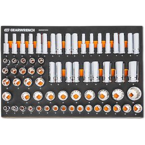 GEARWRENCH 67 Piece 1/2" Drive Master Metric Chrome Socket Set in Foam Storage Tray - GWMSSKT12MM