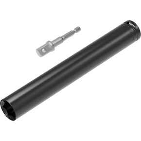 1/2 Inch Drive Socket Accessory Set, 19mm(3/4 Inch) Deep 6-Point Impact Socket 6 Inch Length and 1/4 Inch Hex Shank Adapter, Heat-Treated CR-V Deep Impact Socket Kit