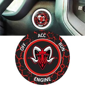 for Dodge Ram 1500 Accessories 2015-2024 - Engine Start Stop Button Overlay Crimson Red Sticker Emblem – Ram Moscot Style Unique Design Badge Accessory, Perfect for Decals