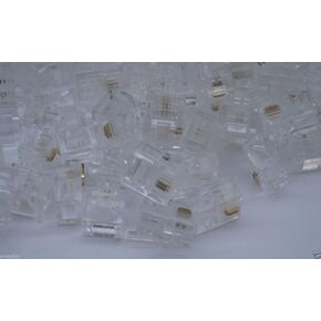 100 Durable 2 Pin RJ11 RJ-11 6P2C Modular Plug Telephone Phone Connector Clear