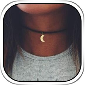 جاكاوين قلادة سوداء على شكل قمر قلادة على شكل قمر سلسلة عنق للنساء NK324 in Kuwait