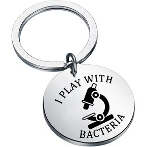 Microbiologist Gift I Play With Bacteria Keychain Microbiology Jewelry Biology Teacher Gift Lab Tech Gift