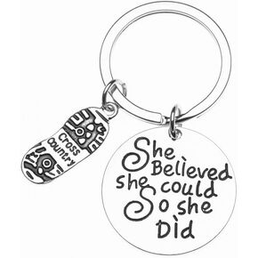 Sportybella Cross Country Running Gifts- Runner Charm Keychain, Running Jewelry, Gift for Runners, Running Jewelry